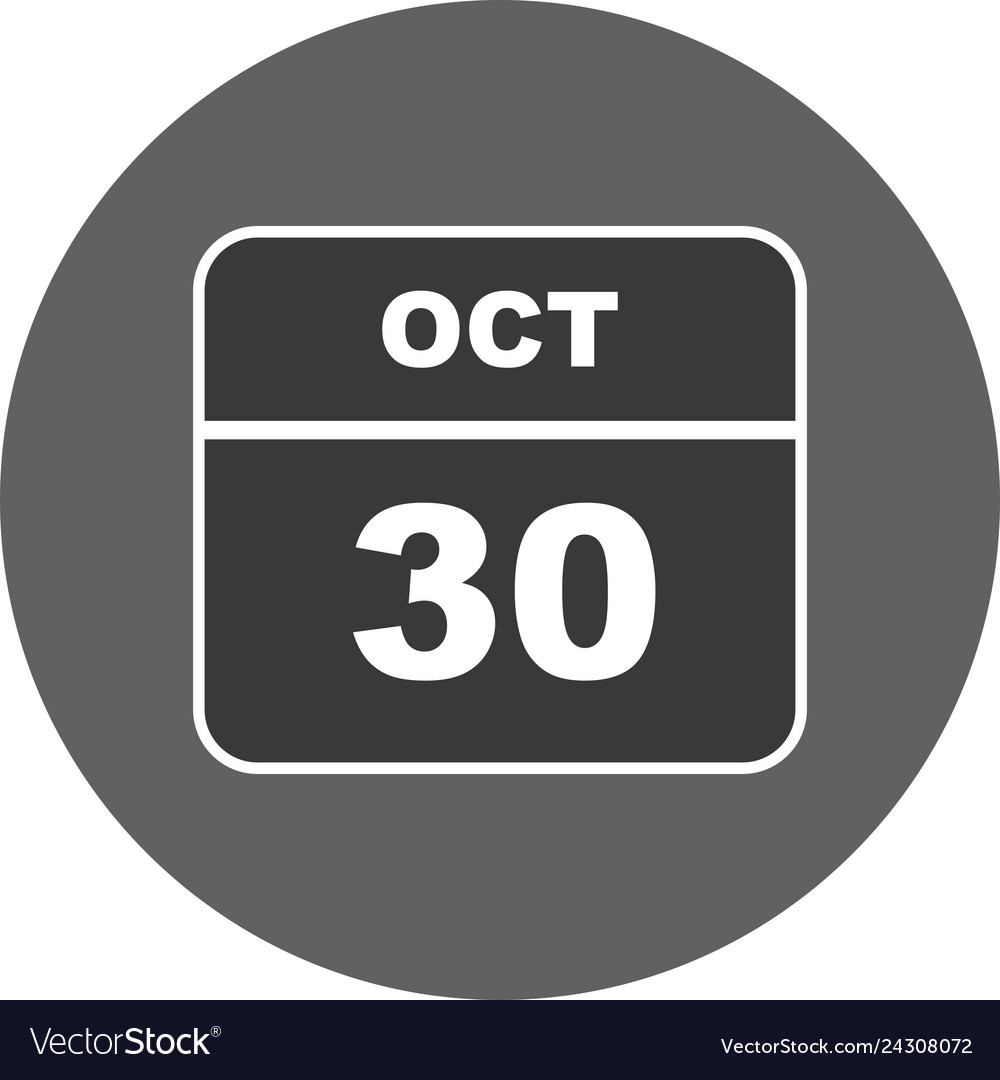 October 30th date on a single day calendar