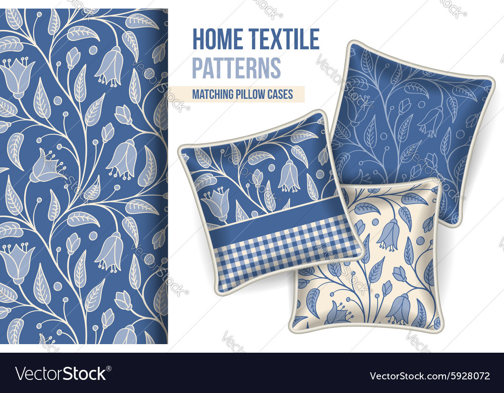 Pattern And Set Of Decorative Pillows Royalty Free Vector