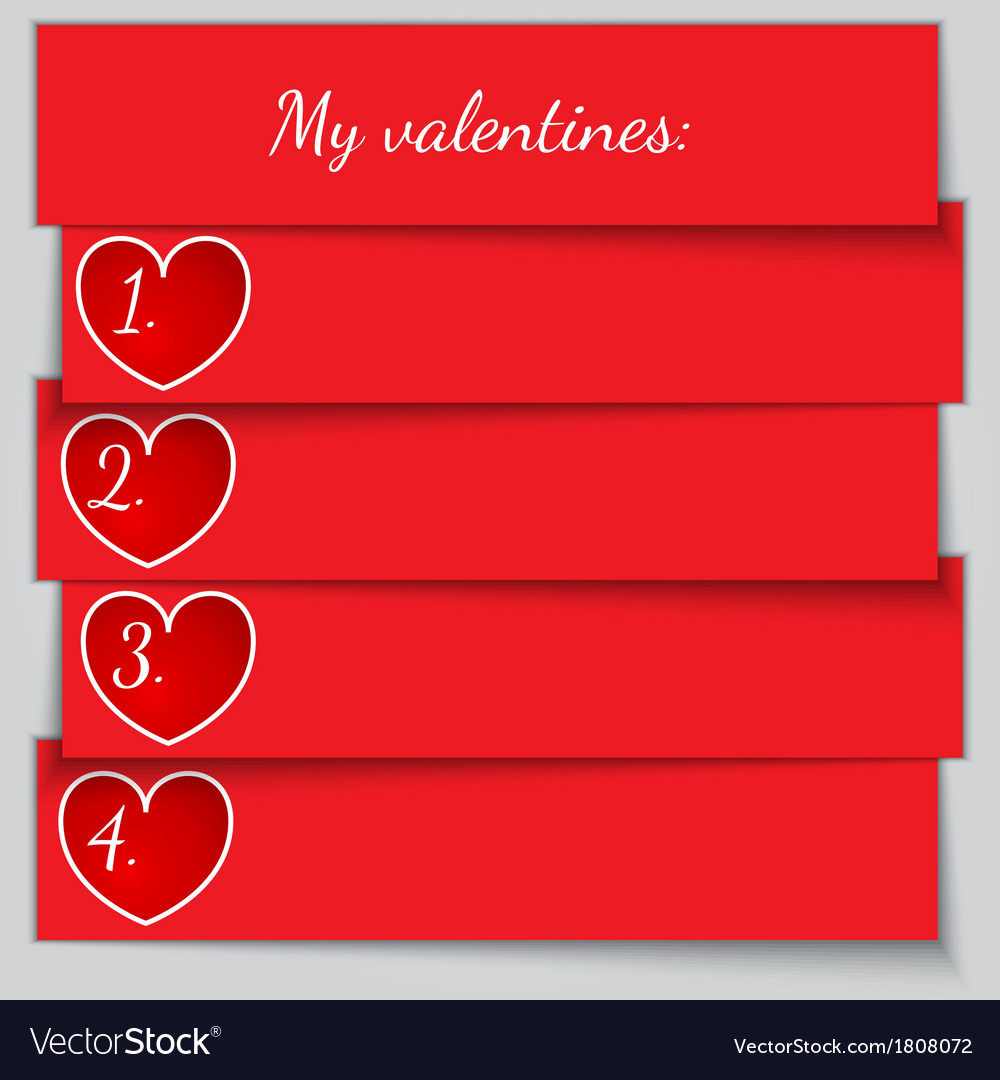 Red paper enumerated valentine list