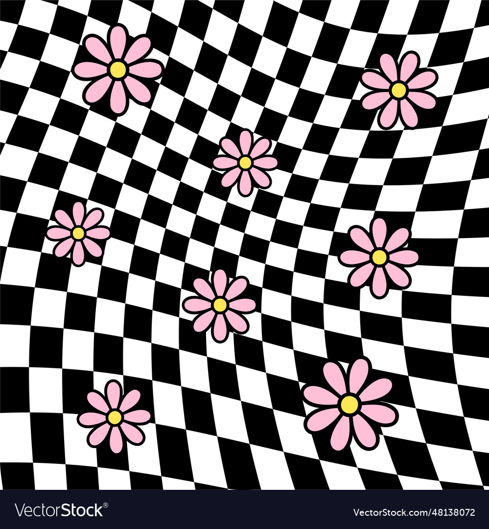 Retro groovy psychedelic checkerboard background