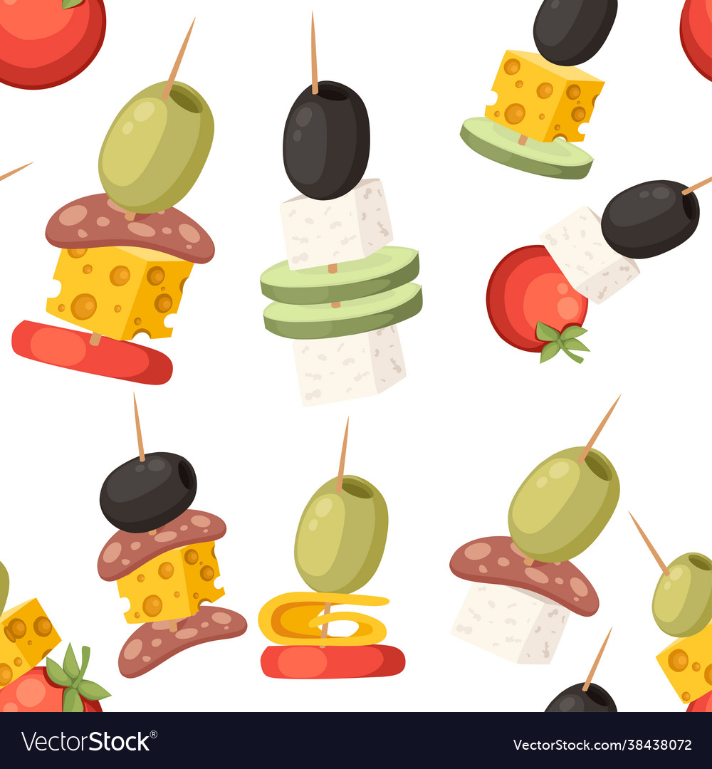 Seamless pattern canapes with different toppings Vector Image Seamless pattern canapes with different toppings