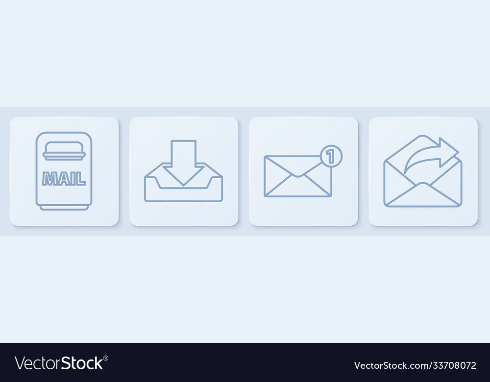 Set line mail box envelope download inbox vector image Set line mail box envelope download inbox