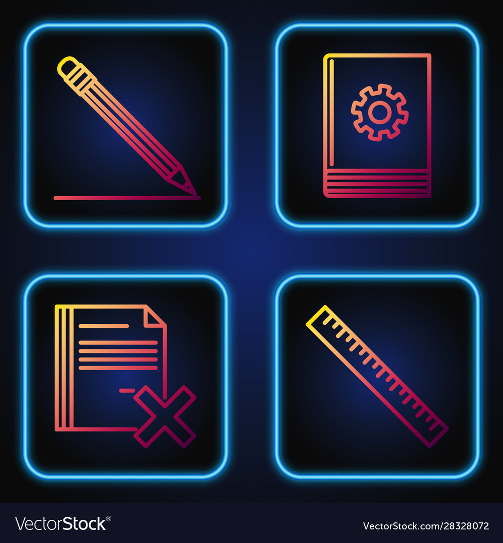 Set line ruler delete file document pencil vector image Set line ruler delete file document pencil