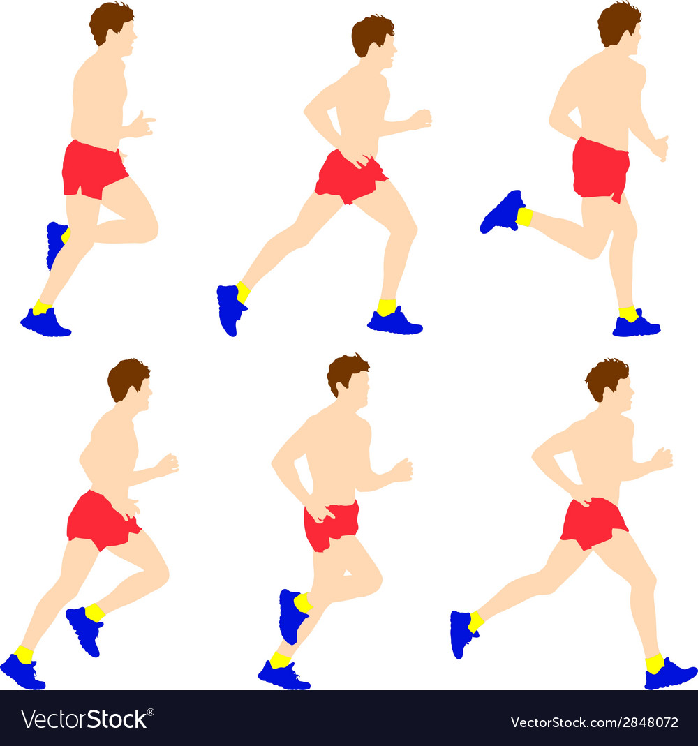 Set of silhouettes runners on sprint men