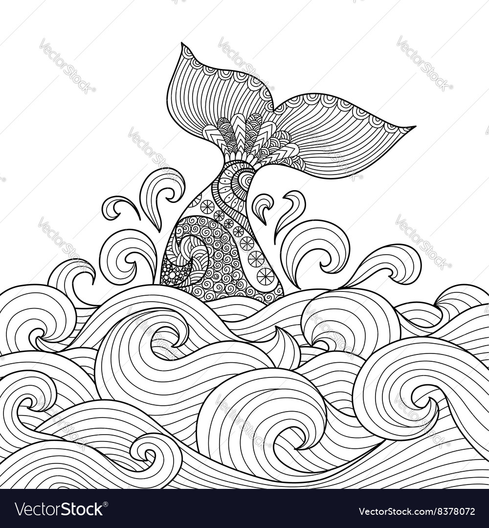 Whale tale coloring Royalty Free Vector Image - VectorStock