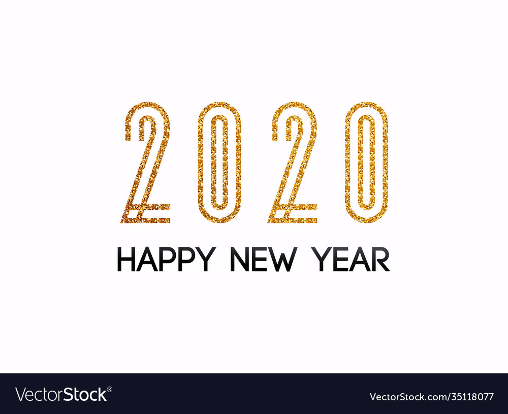 2020 new year text golden with bright sparkles Vector Image