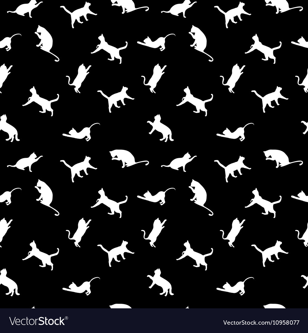 Cat seamless background silhouette Royalty Free Vector Image