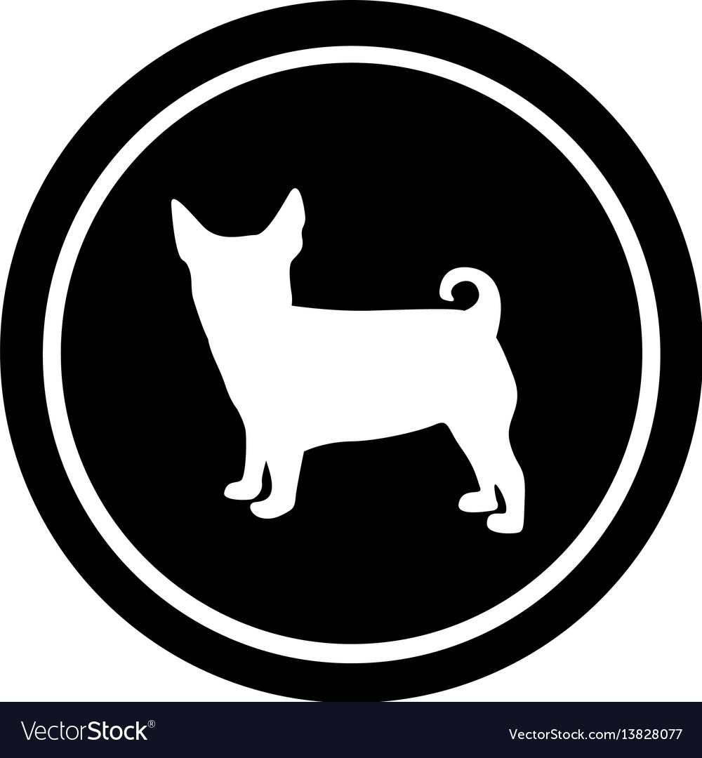 Circular frame with figure small dog animal