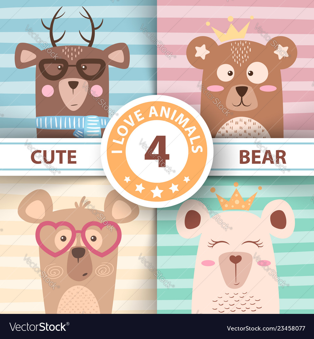 Cute winter bear characters