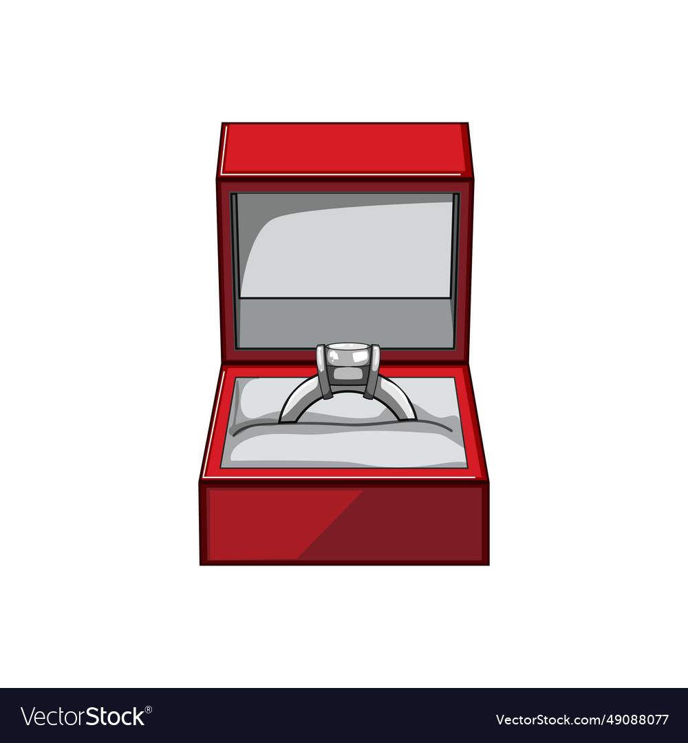 Diamond proposal ring box cartoon Royalty Free Vector Image