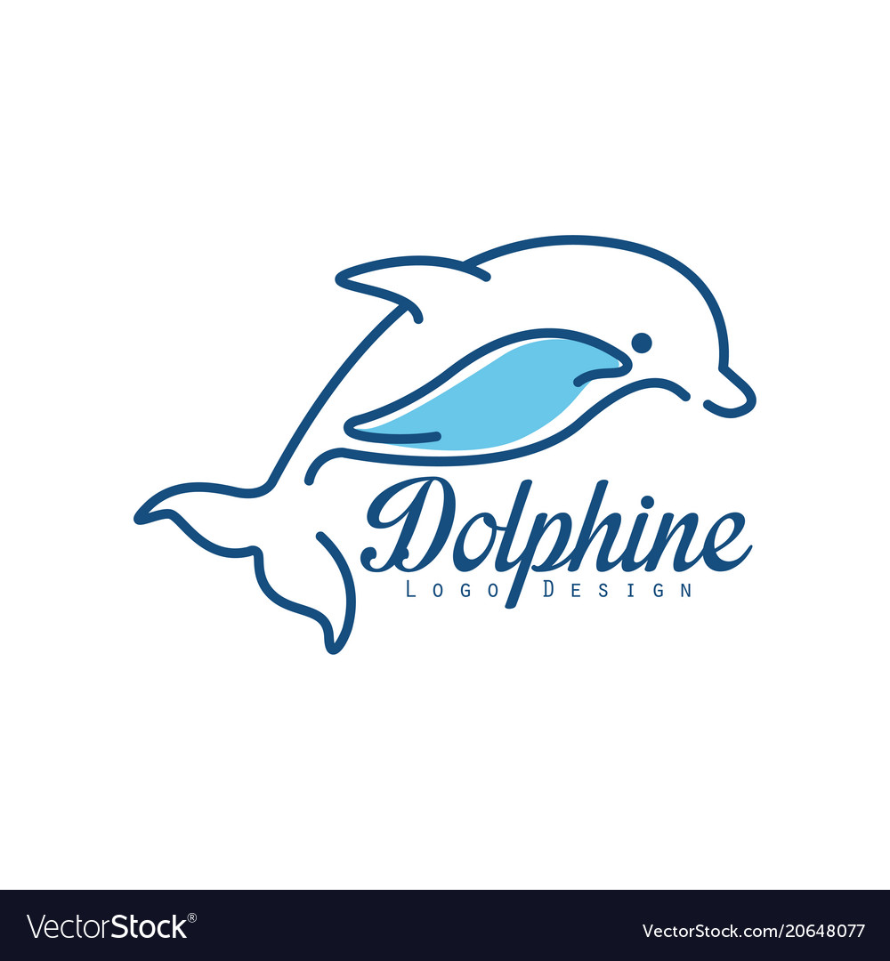 Dolphine logo design abstract emblem with jumping