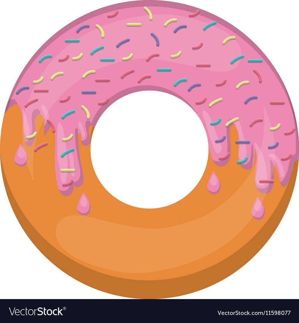 Donut with medium pink glazed and colored sparks Vector Image