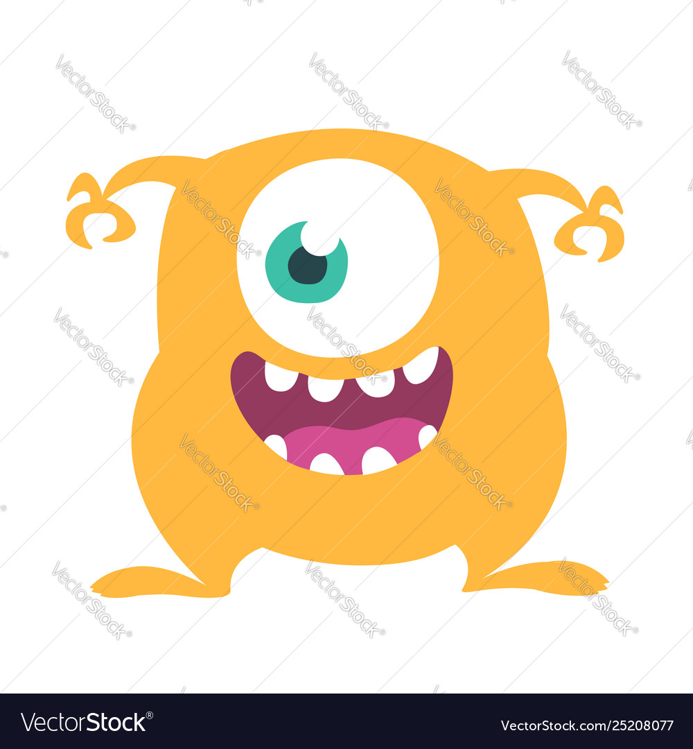 Funny cartoon one eyed monster Royalty Free Vector Image