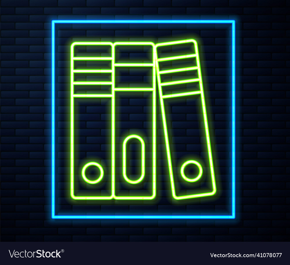 Glowing neon line office folders with papers