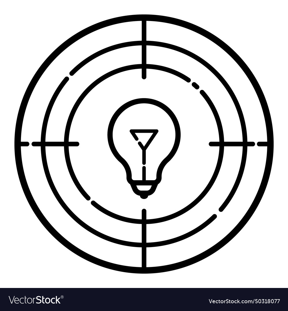 Lightbulb weapon target flat icon isolated