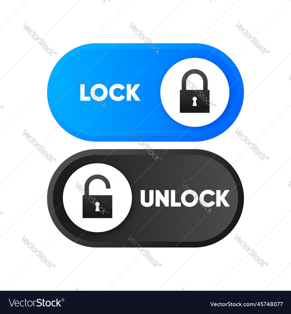 Lock or unlock switch button concept to protect vector image Lock or unlock switch button concept to protect