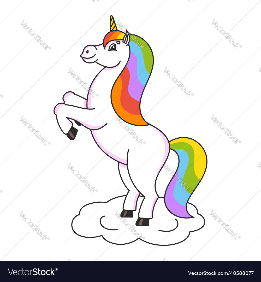 Magical unicorn reared up the animal horse stands Vector Image