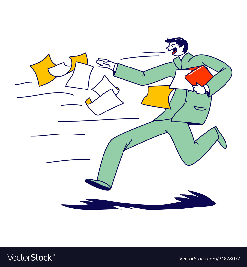 Man Running from Strong Wind