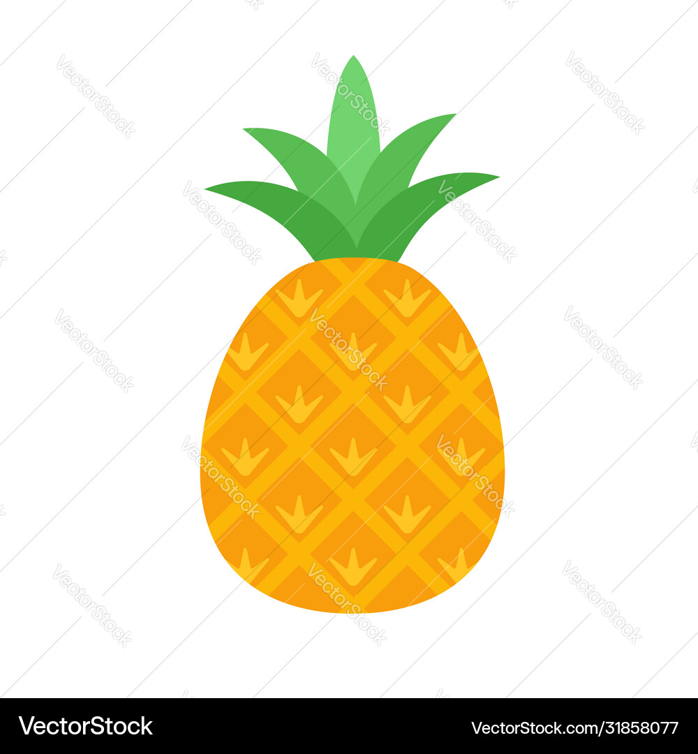 Pineapple fruit icon flat design Royalty Free Vector Image