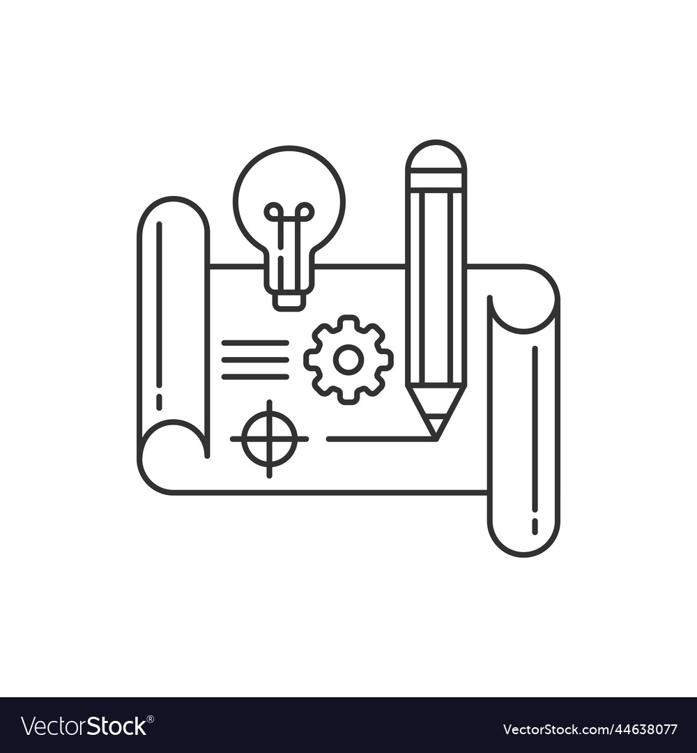 Prototype black line icon new project pictogram vector image Prototype black line icon new project pictogram