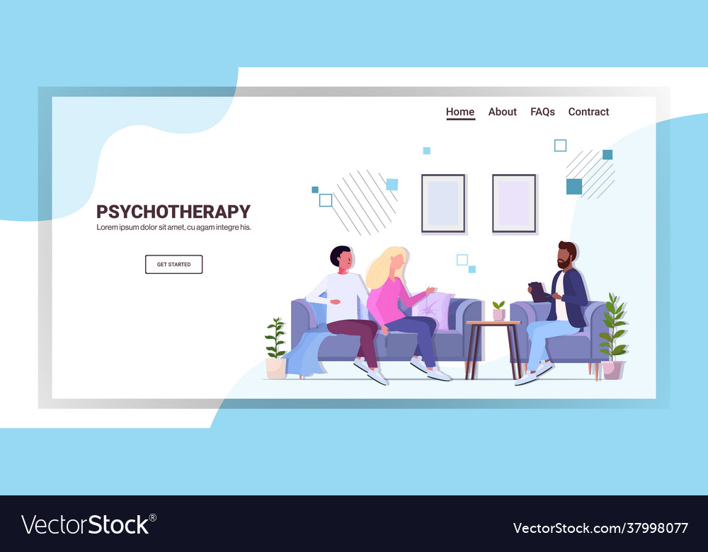 Psychotherapist consulting young family couple Vector Image