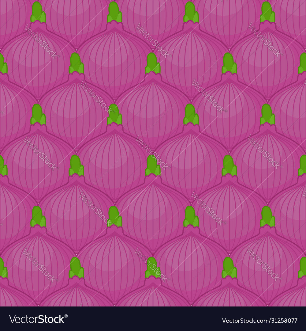 Red onion pattern seamless onions background vector image Red onion pattern seamless onions background