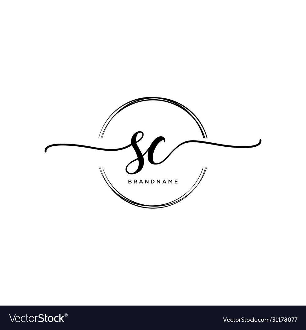 Sc initial handwriting logo with circle template Vector Image