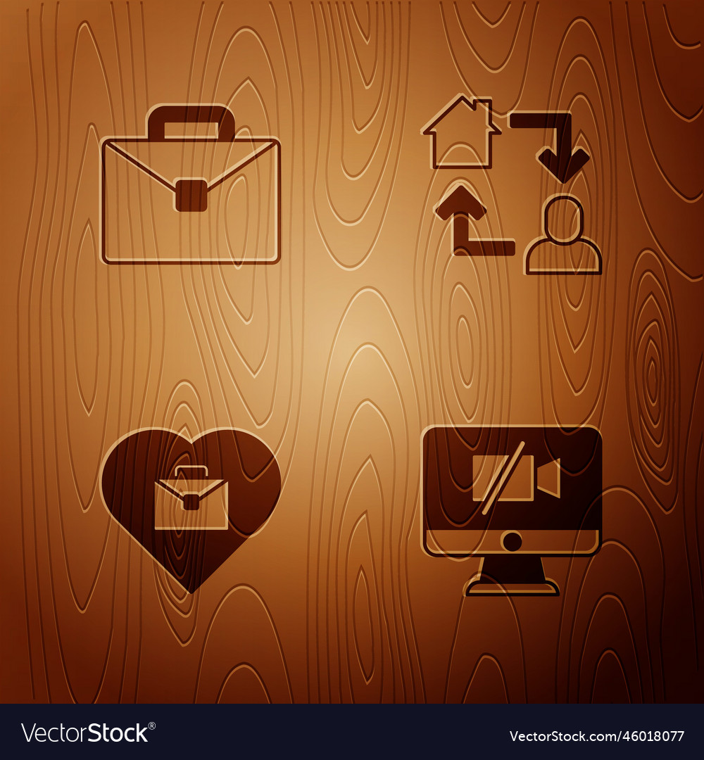 Set video camera off on computer briefcase heart vector image Set video camera off on computer briefcase heart