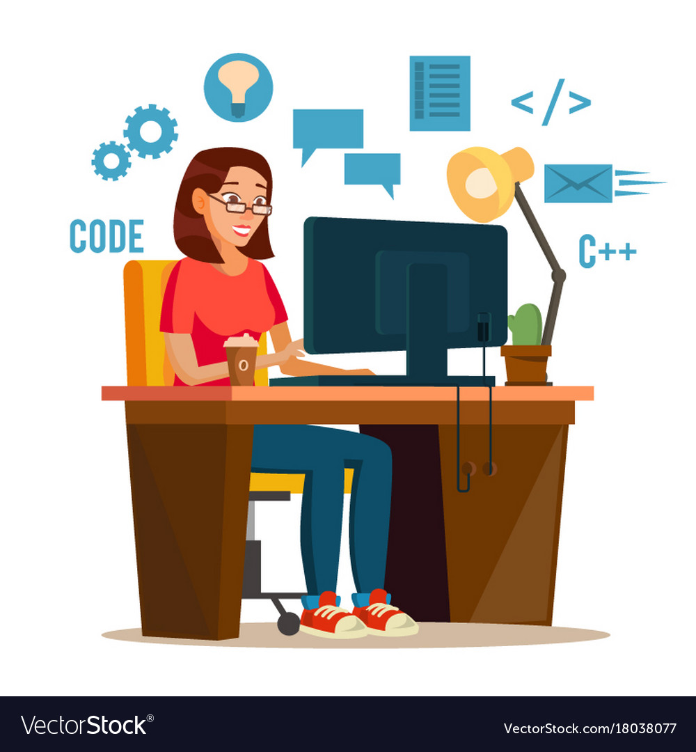 Woman Working at Computer Workspace