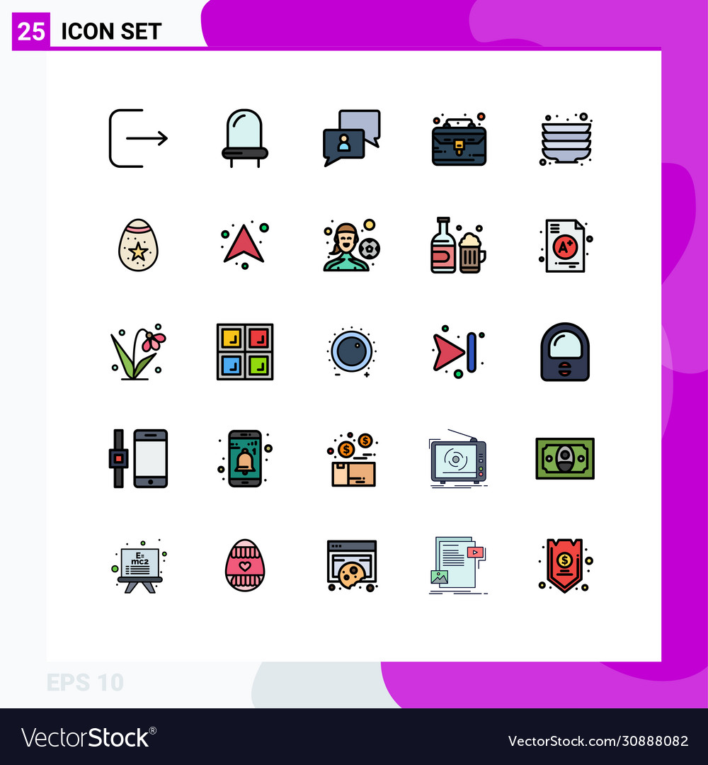 25 user interface filled line flat color pack