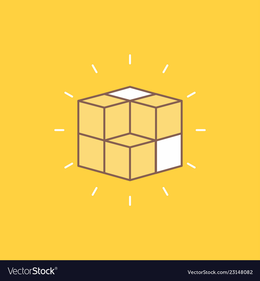 Box labyrinth puzzle solution cube flat line vector image Box labyrinth puzzle solution cube flat line