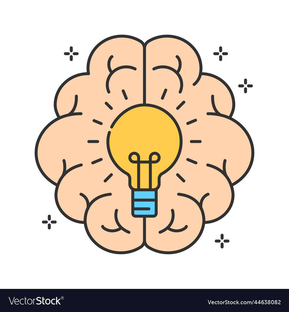 Brainstorm color line icon creating new idea Vector Image