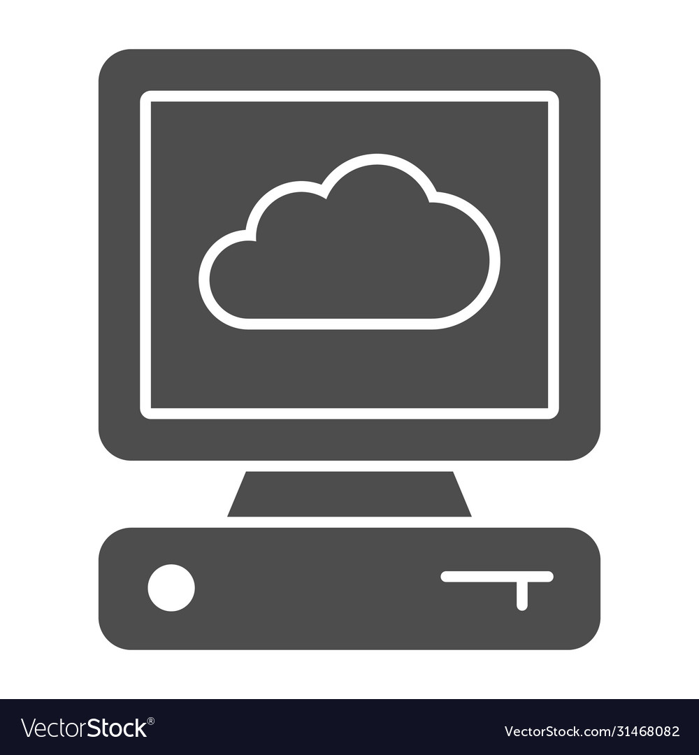 Cloud on computer screen solid icon smart home