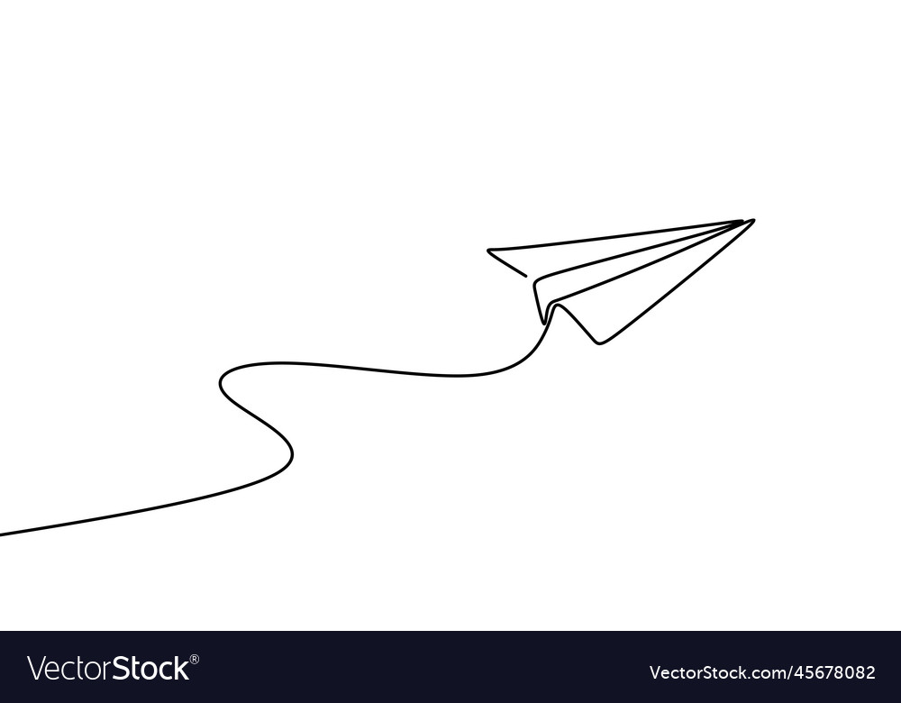 Continuous line drawing of paper plane Vector Image Continuous line drawing of paper plane
