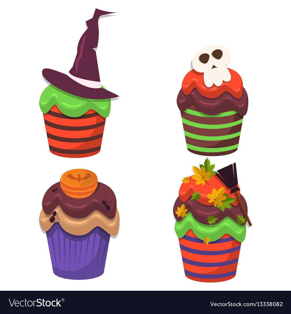 Cupcake set happy halloween scary sweets