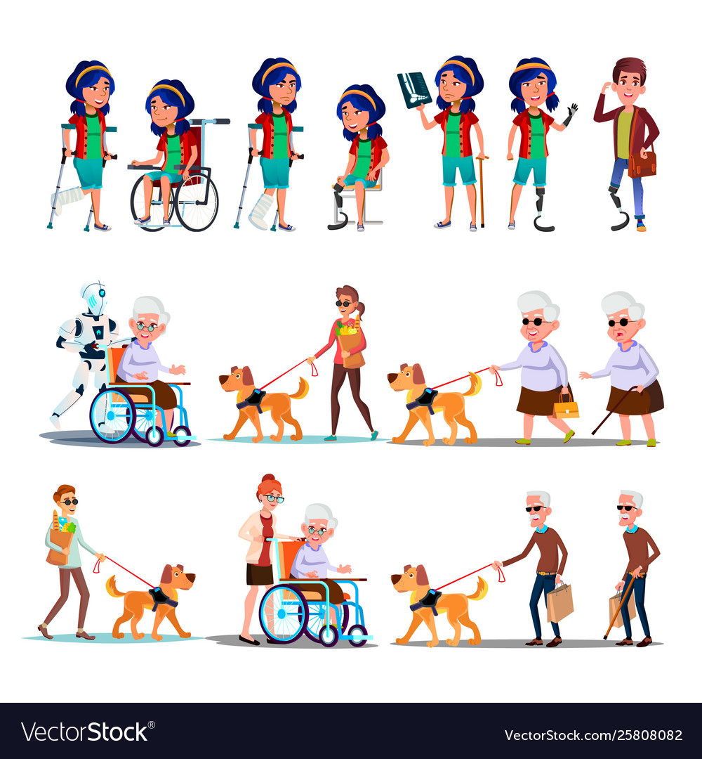 Different character person invalid set vector image Different character person invalid set