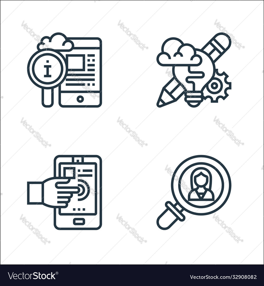 Digital transformation line icons linear set vector image Digital transformation line icons linear set