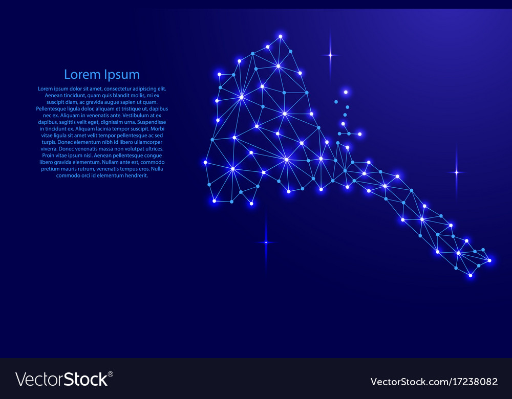 Eritrea map of polygonal mosaic lines network ray