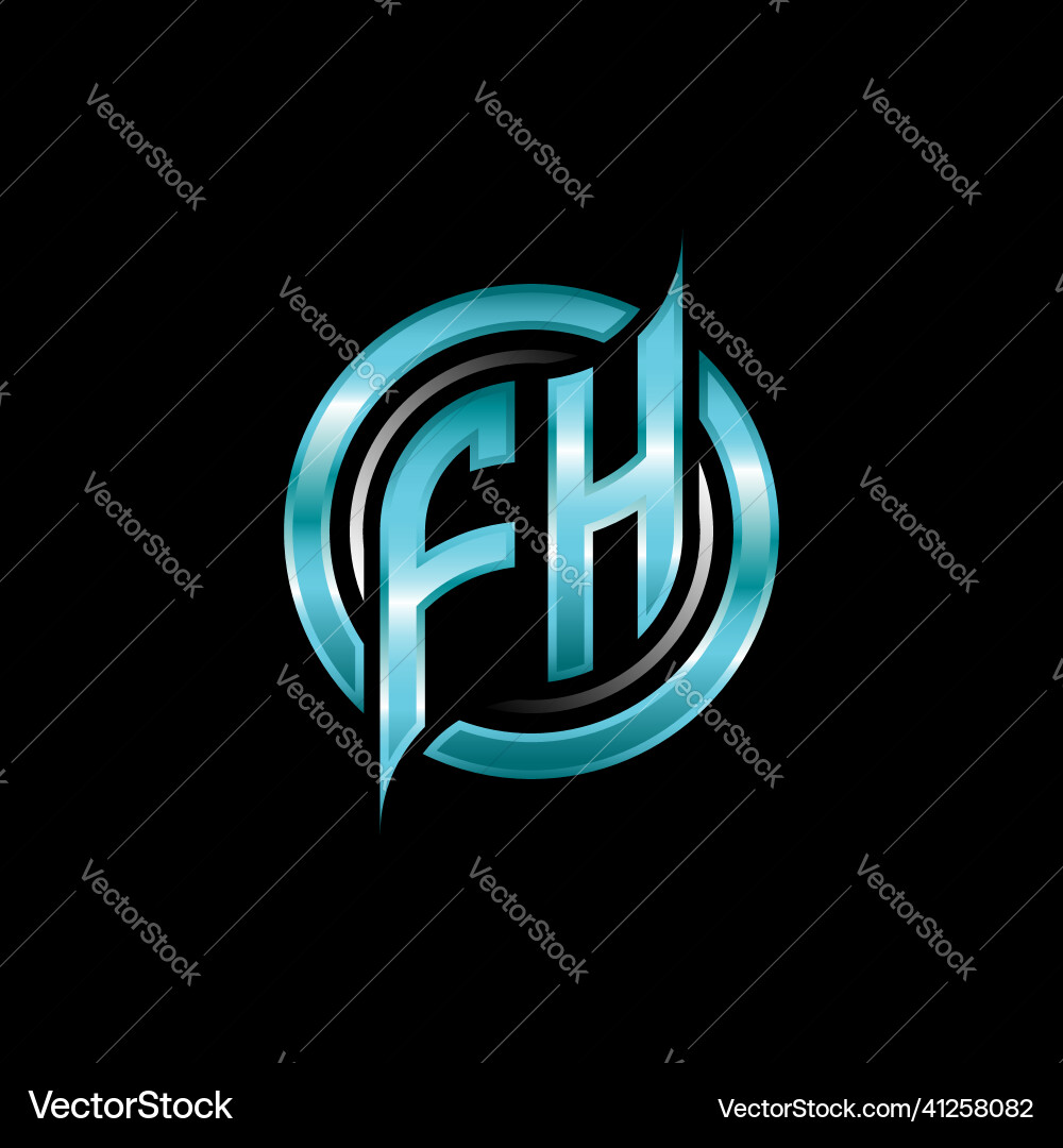 Fh initial monogram logo circle rounded Royalty Free Vector