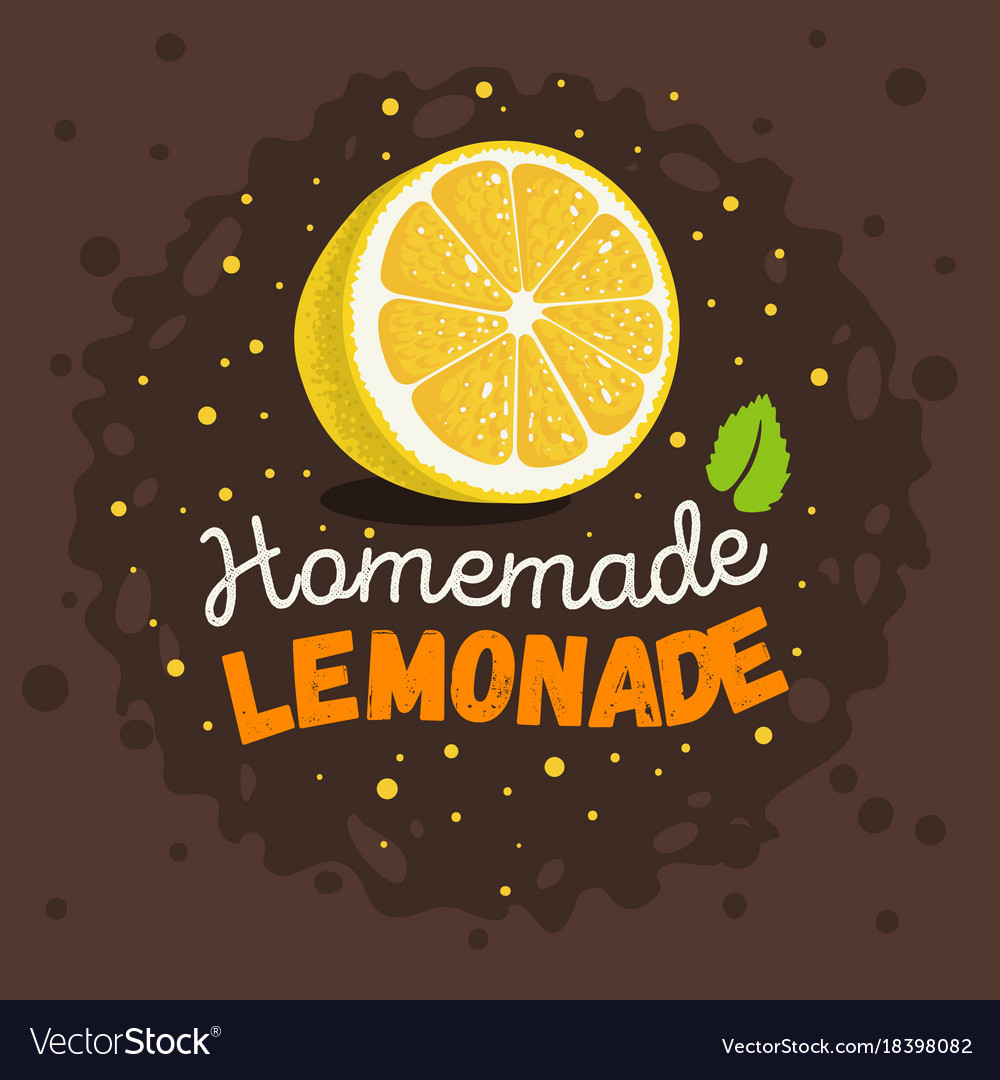 Homemade Lemonade Design With Sliced Lemon And Vector Image