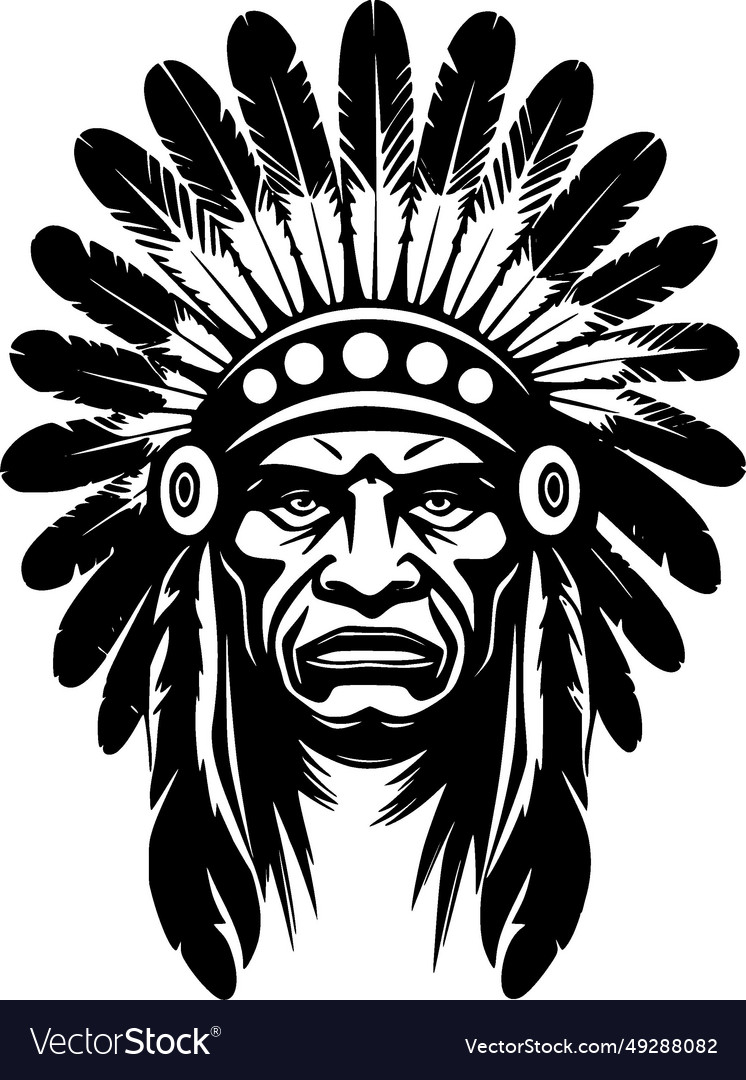 Indian chief - black and white isolated icon