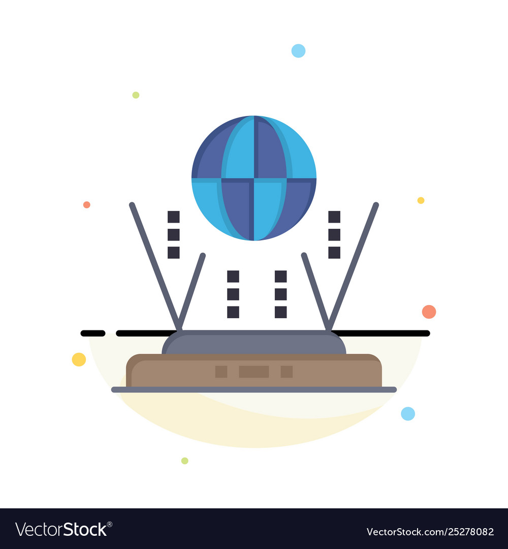 Internet globe router connect abstract flat color vector image Internet globe router connect abstract flat color