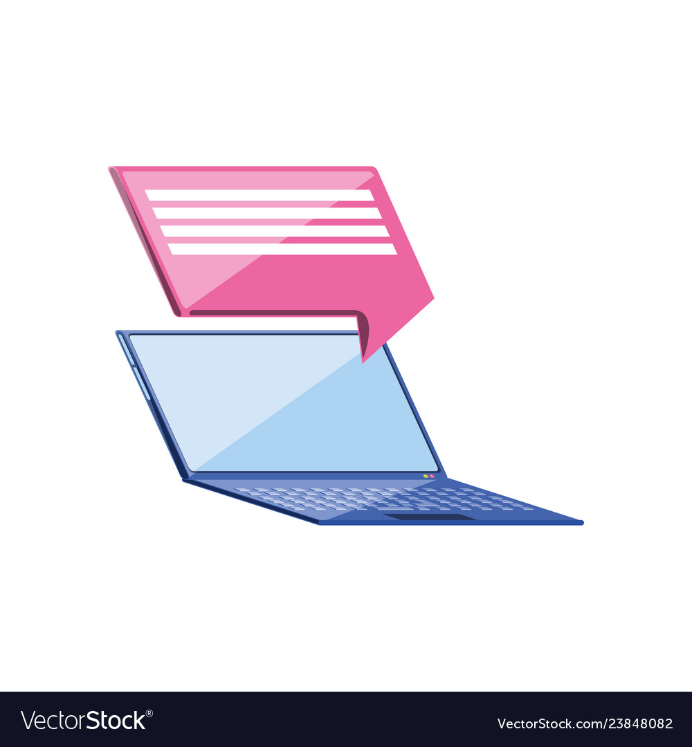 Laptop computer with speech bubble