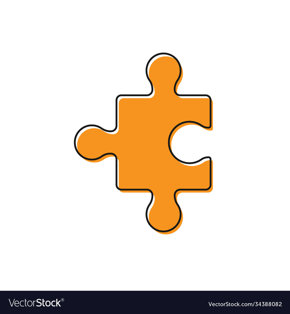 Orange piece puzzle icon isolated on white