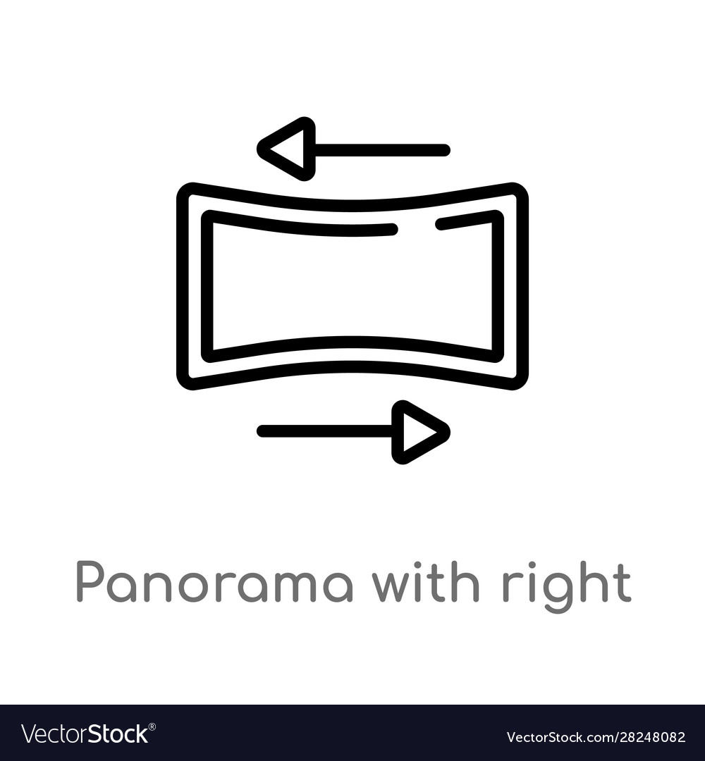 Outline panorama with right arrow icon isolated