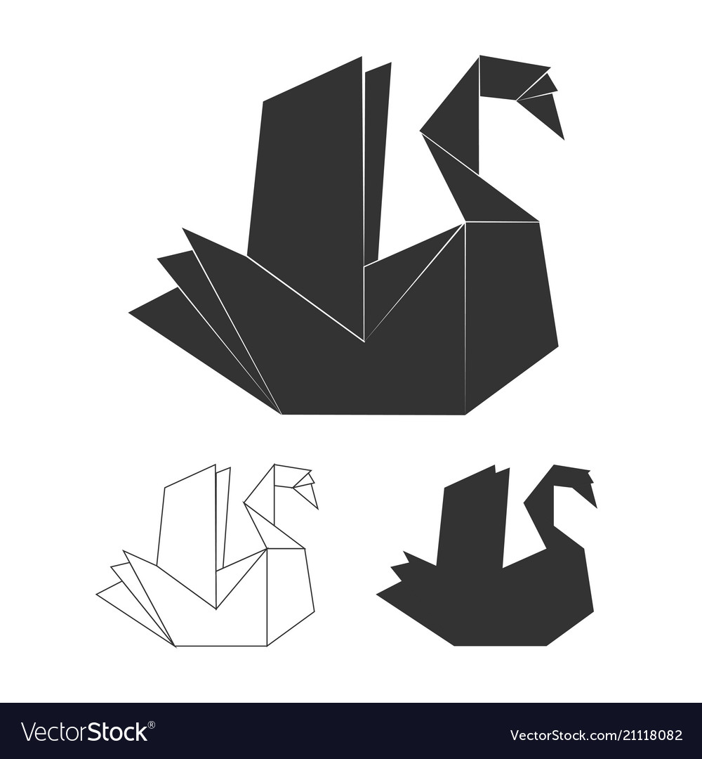 Paper origami swan on white background vector image Paper origami swan on white background