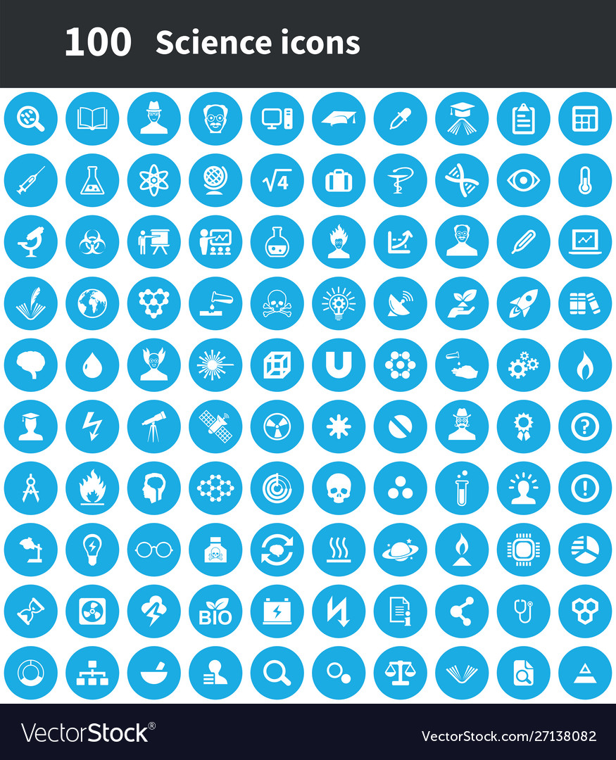 Science 100 icons universal set for web and ui