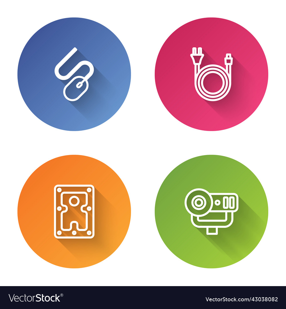 Set line computer mouse electric plug hard disk vector image Set line computer mouse electric plug hard disk