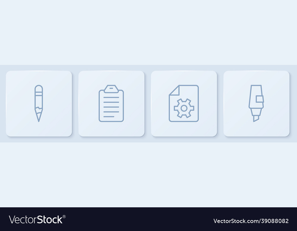 Set line pencil document settings to do list vector image Set line pencil document settings to do list