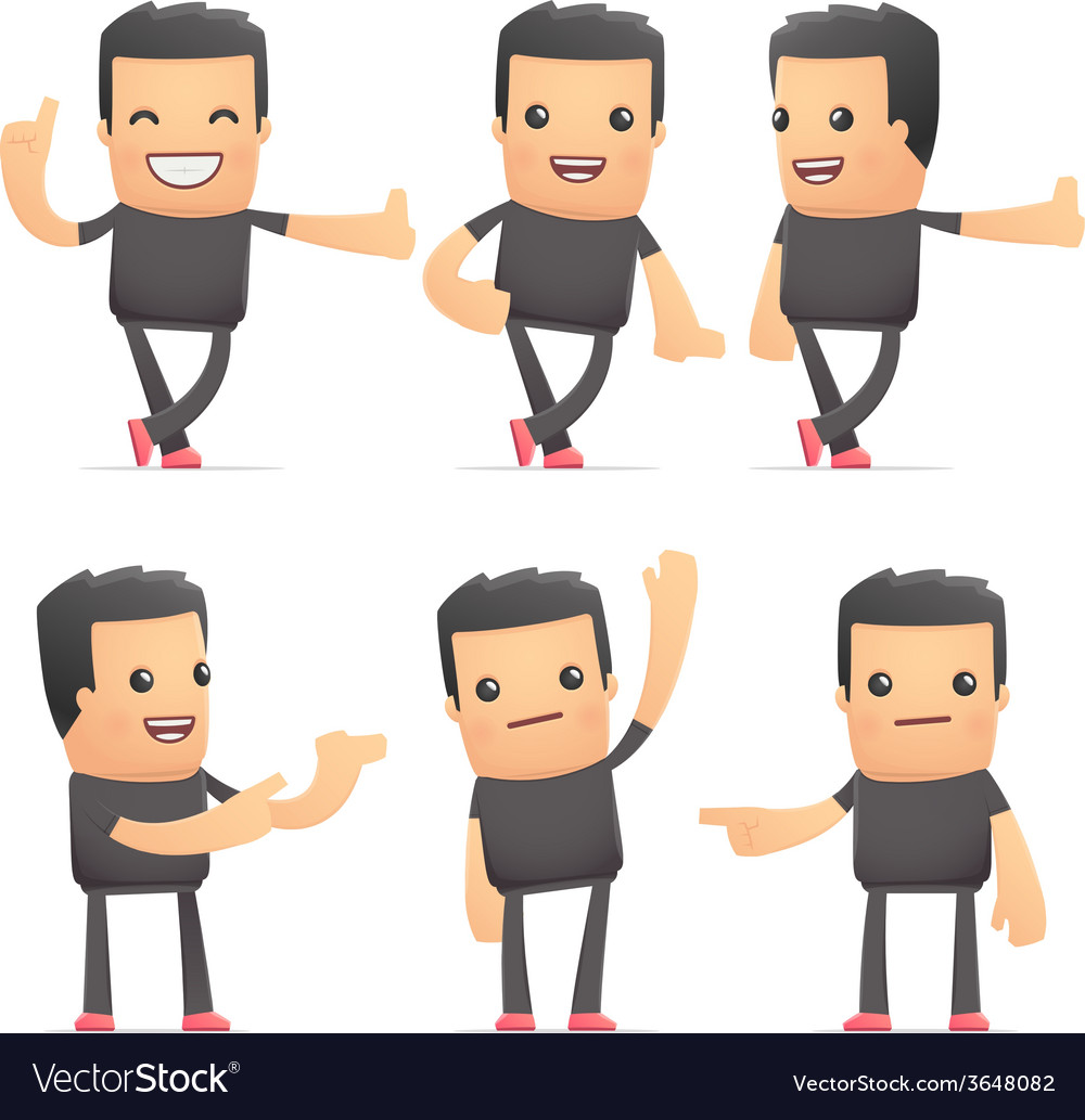 Set of bad guy character in different poses